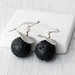 Black Lava Rock Earring, Sterling Silver Long Earring, Volcanic Black Jewelry, Santorini Jewelry, Everyday Black Jewelry, Spring 2013