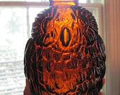 Vintage 1960s Rootbeer Wise Owl Bank Glass Figurine Midcentury Mod Collectible Birds Cottage Chic Brown Jug
