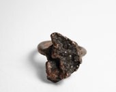 Fulgurite Ring in Ash // Natural Sculpted Copper Ring With Fulgurite ( 6 )