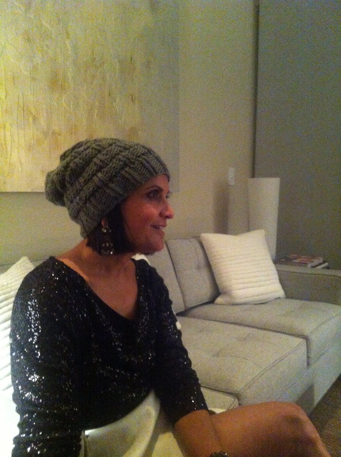 STONE MAXI hand knit wool beanie