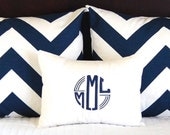 Pillow Shams Navy Blue Chevron Decorative Throw Pillow Covers Standard Full Queen Bedding Ensemble 19 x 25 Includes Monogrammed Pillow