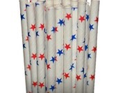 Star Red/Blue Party Paper Straws - Cake Pop Sticks - Pixie Sticks - Qty 25 Il_170x135