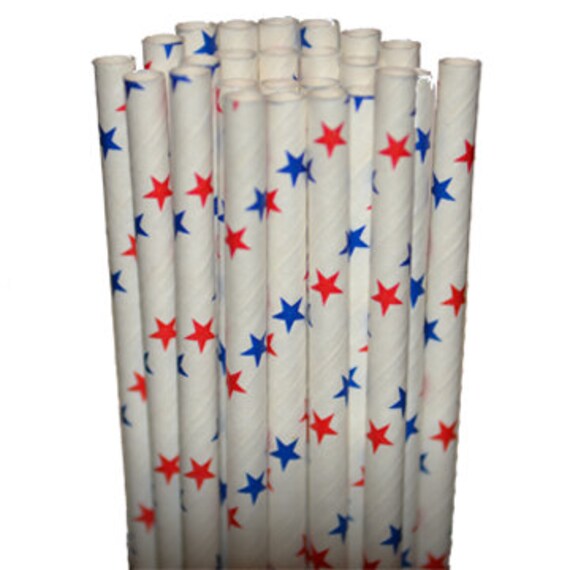 Star Red/Blue Party Paper Straws - Cake Pop Sticks - Pixie Sticks - Qty 25 Il_570xn