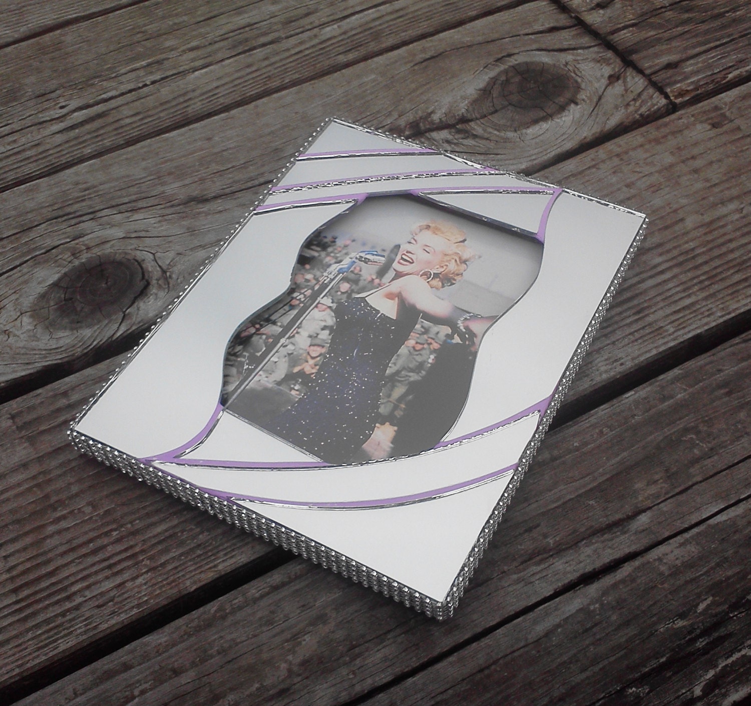 mosaic mirror picture frame --- holds a 4x6 photo