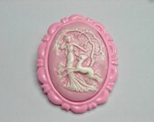 Sweet Classic Lolita Pink Lady and Deer Cameo Brooch
