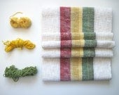 Handwoven Scarf- Natural Fibers Red Gold Green