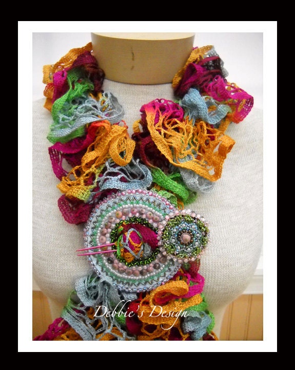 Shawl-356 FREE SHIPPING, Extra Long, Multi-Color, Cozy, OOAK, Warm, Gifts, Women