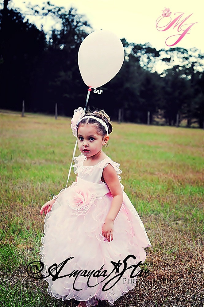 Candy Delight Girls Ruffled Dress (size3/4 years ready to ship in pink)