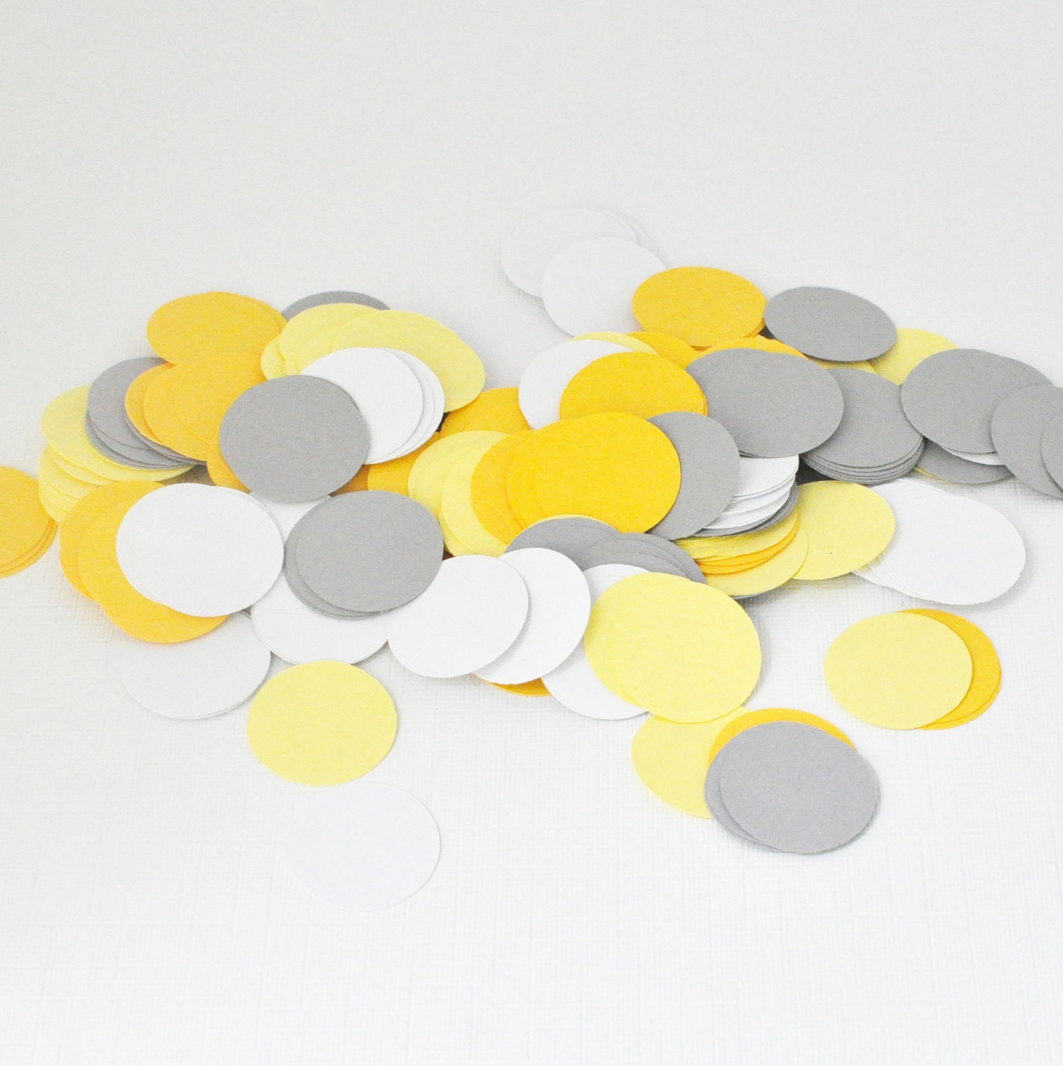 Wedding Decoration Confetti - Theme Party Decor - Yellow Gray and White - Birthday Party Decor - Popular Color Pantone