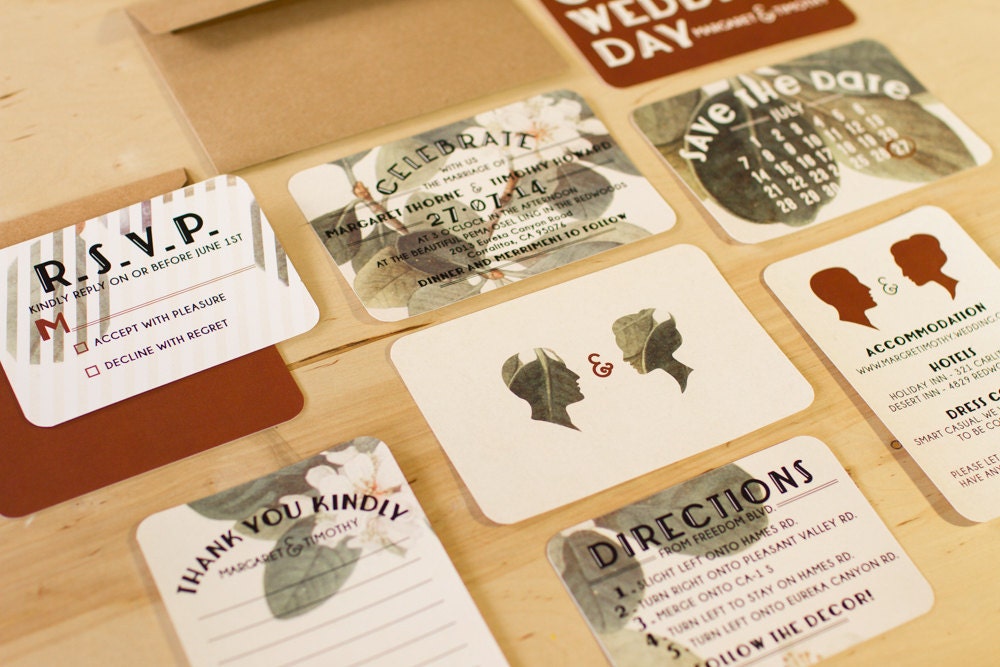 Botanical Wedding Invitation Set.