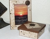 Wood Photo Frame - Hand Painted and Decorated Brown and Tan Swirls neutral color