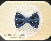Bow Tie - Navy Blue Polka Dot Bow Tie - Baby - Toddler