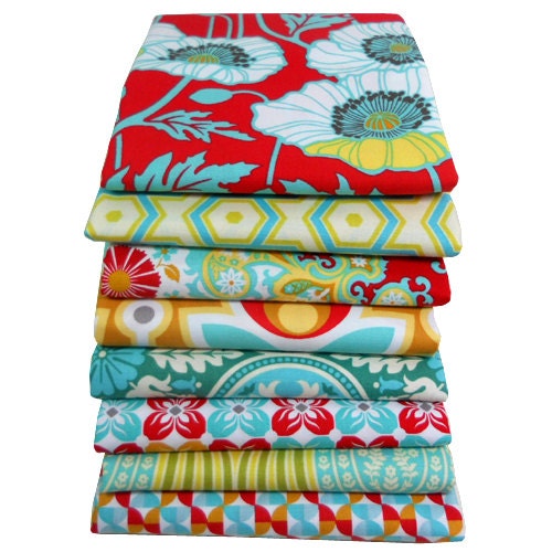 Joel Dewberry Fabric Bundle - NOTTING HILL for Free Spirit - Poppy Palette - FQ Fat Quarter Bundle - 8 pcs