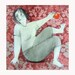original mixed media ORANGE BALL EXERCISE  woman figurative