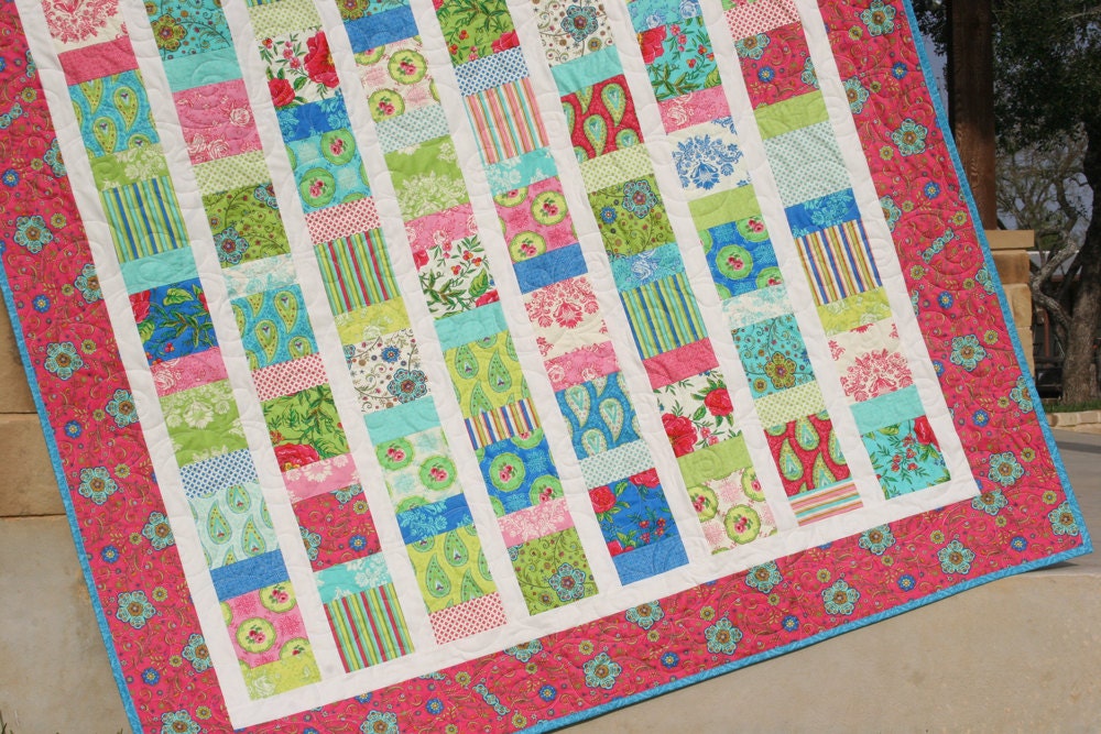 Throw Blanket Quilt Bright Summer House Paisley Floral