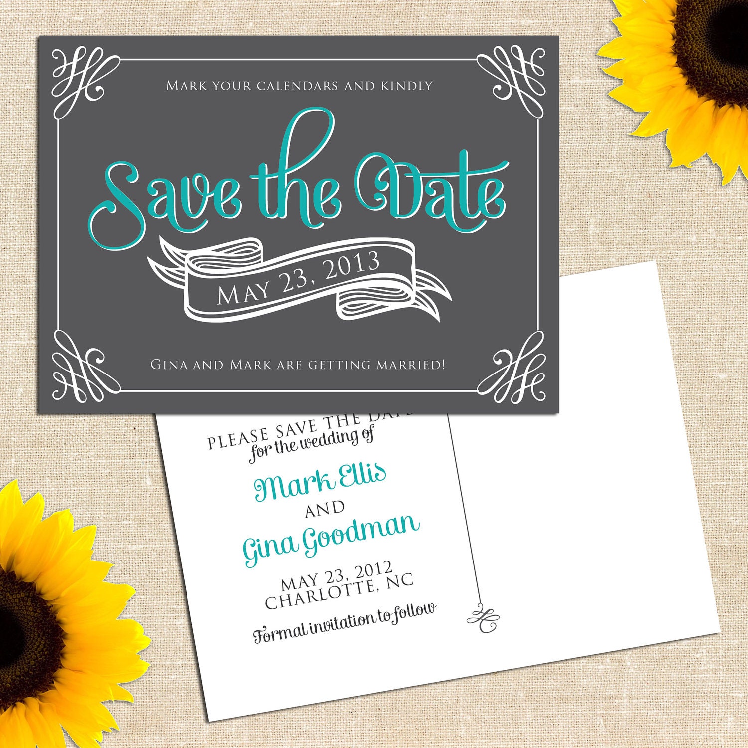 DIY PRINTABLE Chalkboard Save the Date Postcard