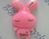Cute pink baby bunny rabbit cabochon 4 pcs 25mm X 16mm --- CBDW12A