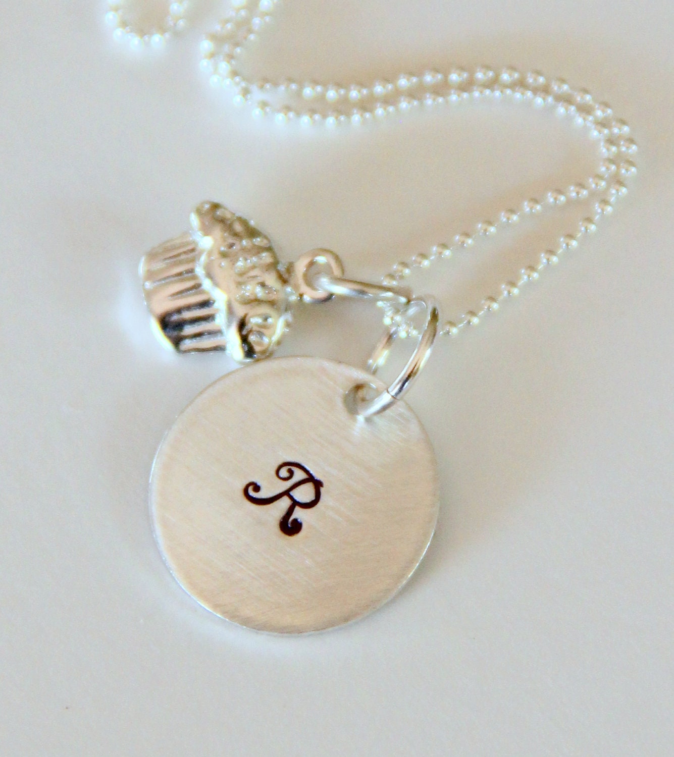 Cupcake Necklace, Personalized Name Necklace for Niece, Gift For Little Girl, Cupcake, Candy Charm, Initial Necklace