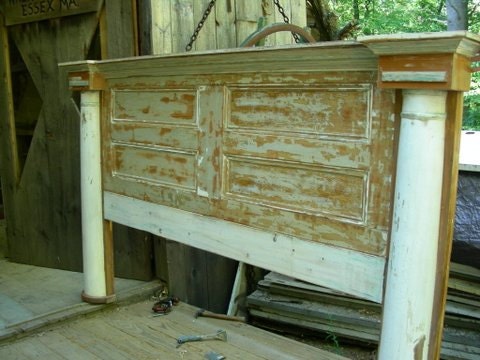 H8 Artistic Headboard or Bed Made from Antique Architectural Pieces - SOLD