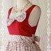 Summer Time II - Stunning Spring Summer Sundress Burgundy Top Petite Floral Printed Skirt Embroidered Matching Bow Girly Style