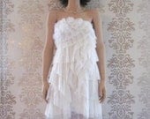 Short Wedding Dress Wedding Gown Reception Dress Alternative Wedding Dress : CHANTAL Strapless Lace Ruffle Dress Custom Size