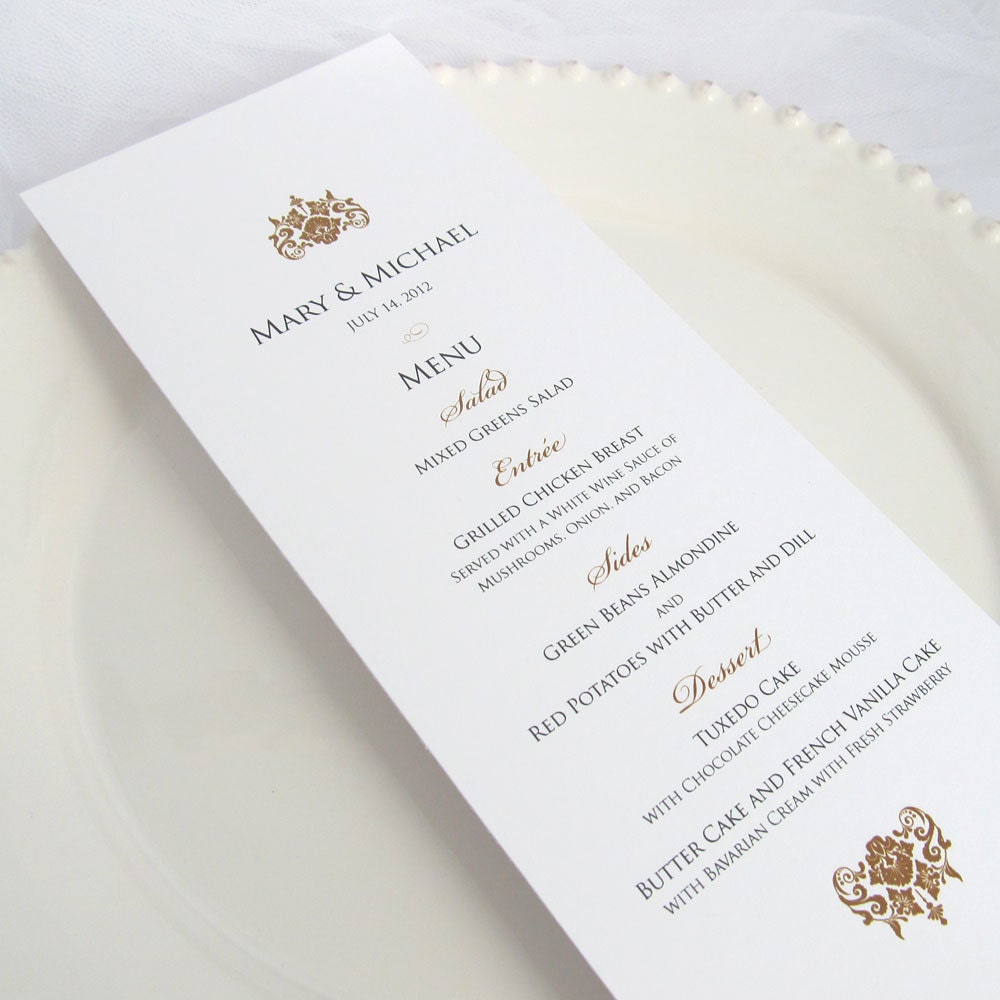 Printable Wedding Menus Printable Dinner Menus Printable Reception Menus Printable Reception Menus Digital File for Self-Print
