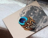 Funky Pheasant Feather Fan Hairclip with Peacock Accent