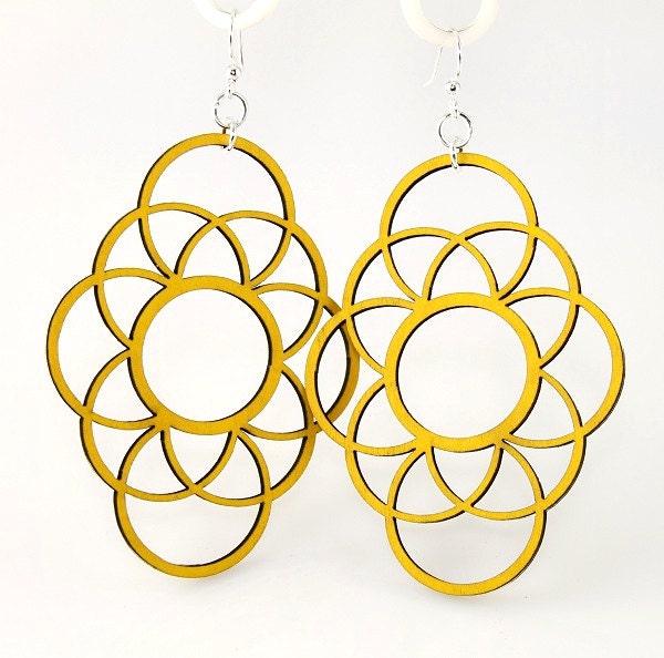 Large circleapolics  - Wood Earrings