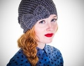Hand Crocheted Vintage Inspired Slouchy Bow Hat