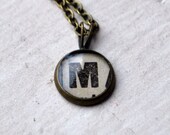 Add Vintage Small Letter Charm - Vintage Newsprint Letter Charm - Personalized - Monogram Charm - All Letters Available