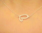 Sterling Silver Sideways Heart Necklace Earrings Bridal Bridesmaids Special Ocassion Birthday Christmas