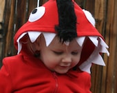 Red Toddler Monster Hoodie with Black Mohawk -   4T or 5T