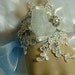 Rachel ..  Lace, crystal and pearl bridal cuff bracelet with something blue