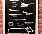 Butcher Tools Silkscreen Print Black