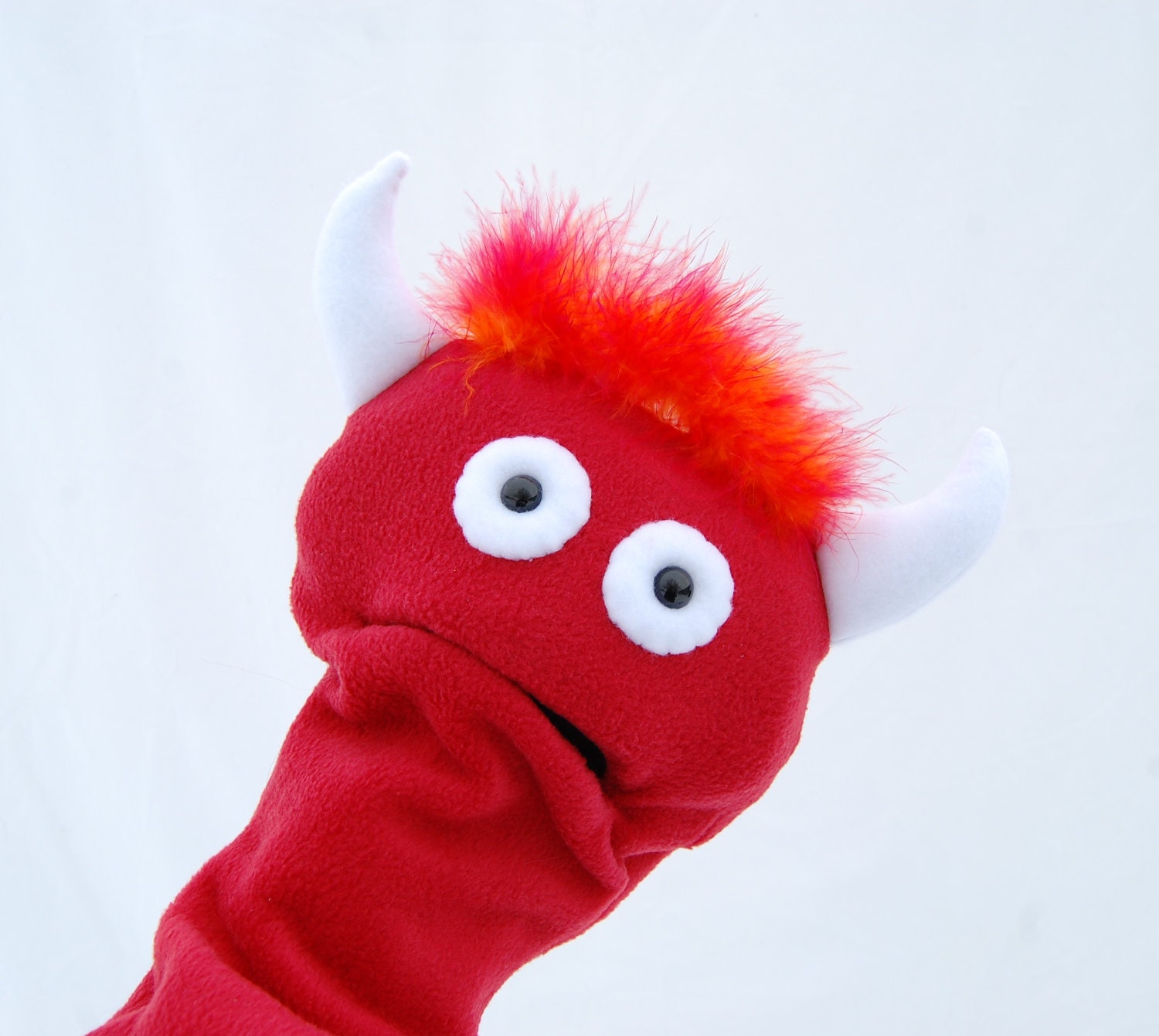 Red Hand Puppet Large Monster with Moving Mouth Plush Toy