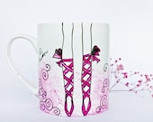 Painted Mug - Pink Ballet Shoes teacup - Coffee Mug