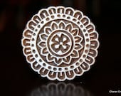 Hand Carved Indian Wood Textile Stamp Block- Round Geometric Motif