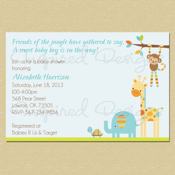 Modern Jungle Animals Baby Shower Invitation - Boy - Matching Coordinates Available
