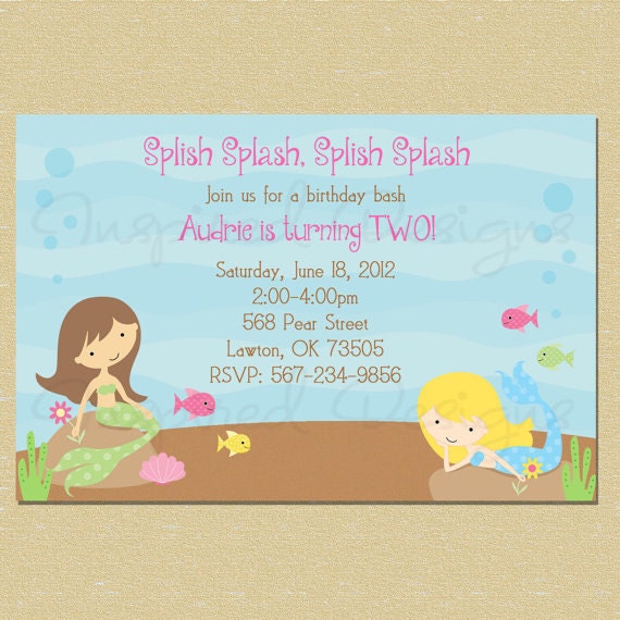 Mermaid Sea Birthday Invitation - Any Age - Matching Coordinates Available Il_170x135