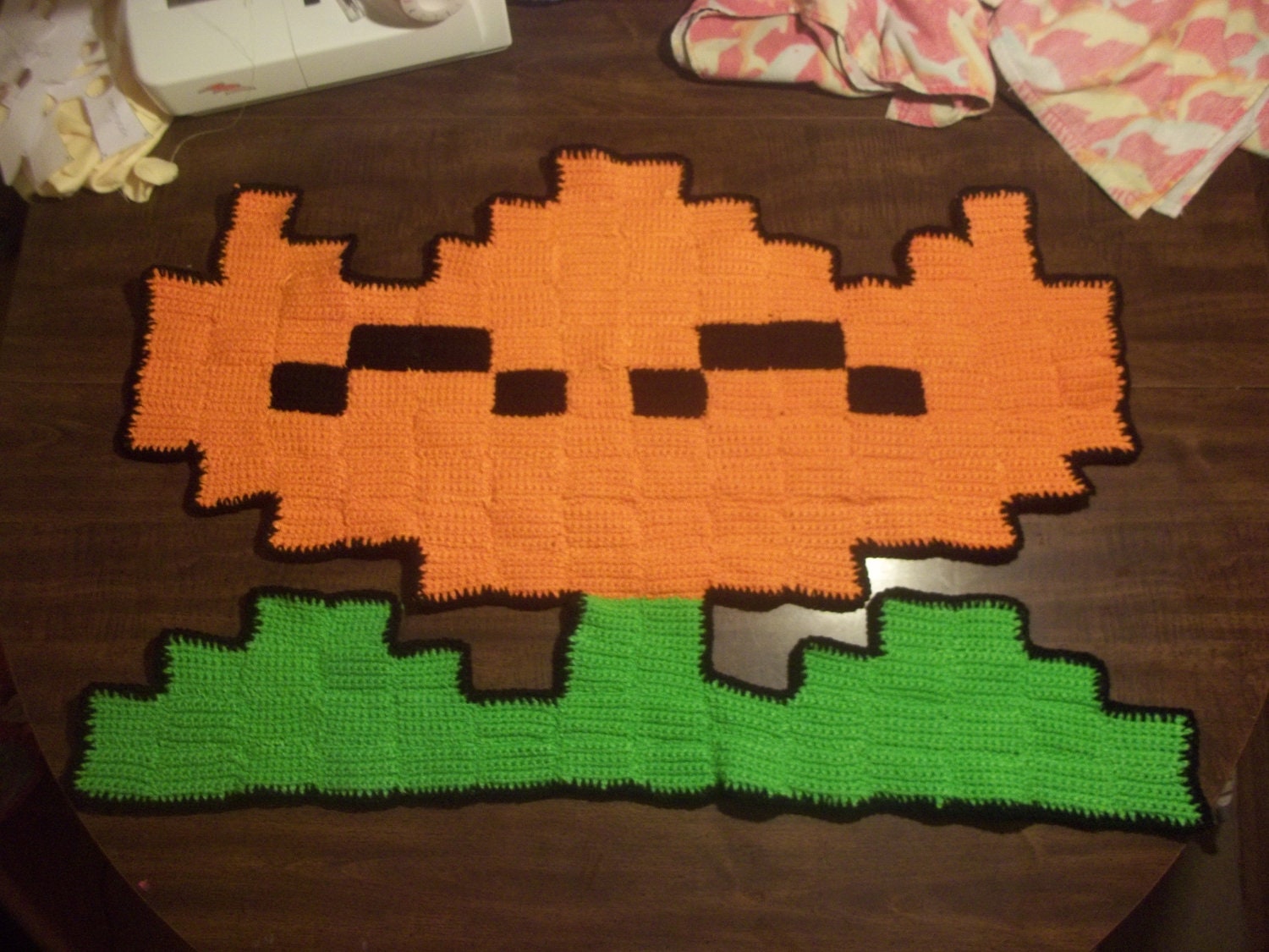 Super Mario World Fire Flower Rug - Made to Order