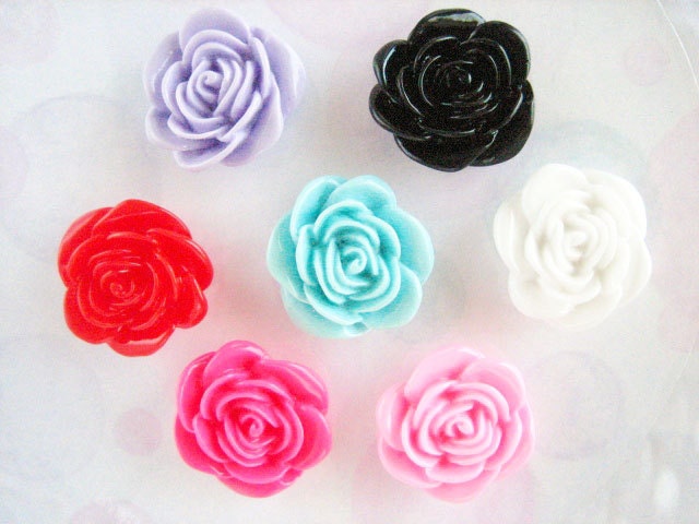 7 pcs - Lovely Full Bloom Rose Mix Decoden Cabochon (23mm) FL10017