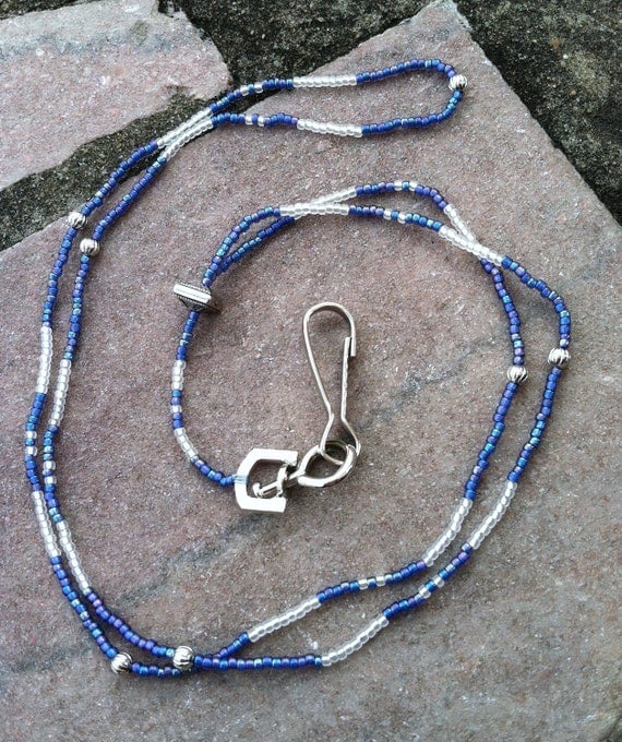 Blue-Purple Beaded Lanyard