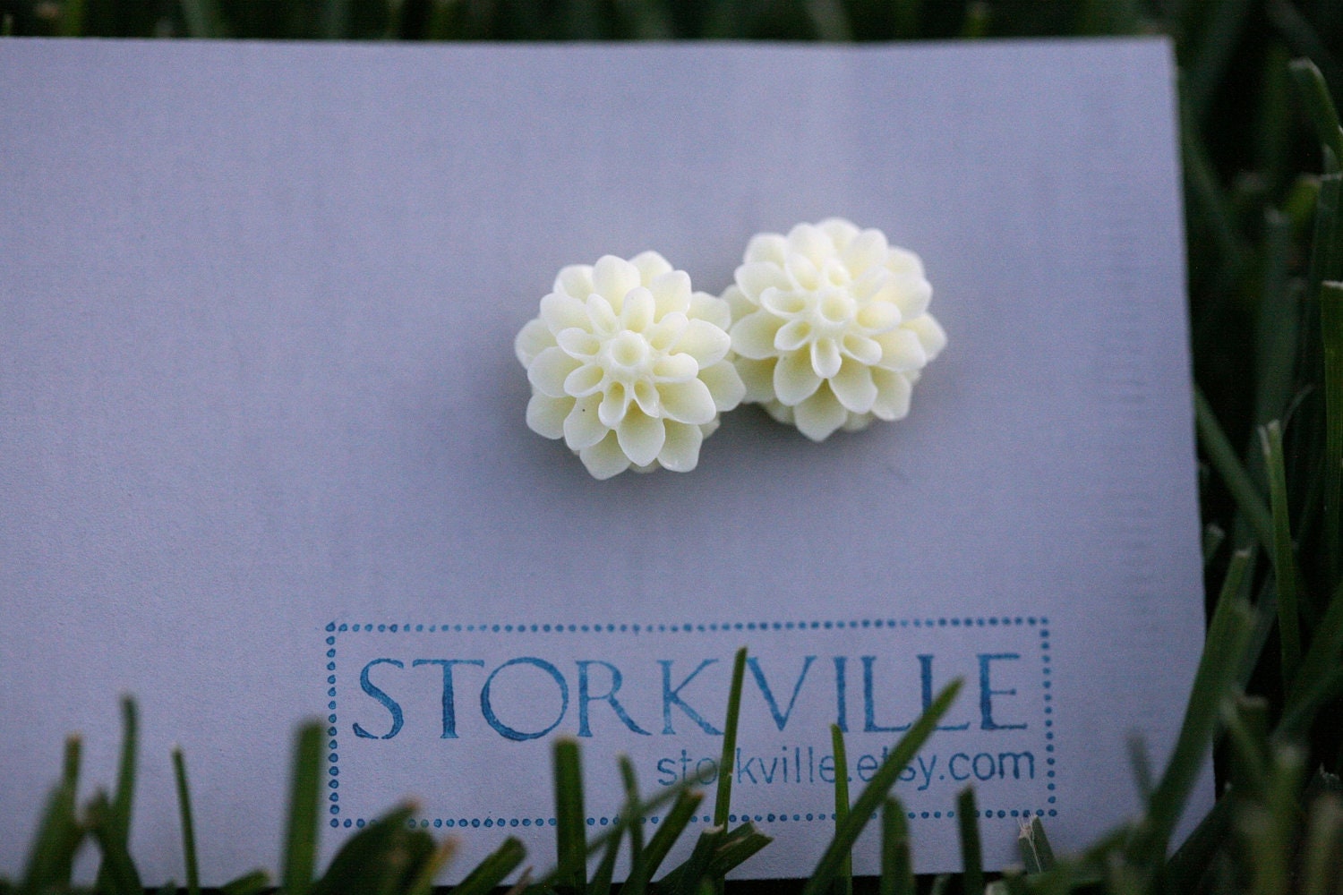 Vanilla Chrysanthemum Flower Stud Earrings