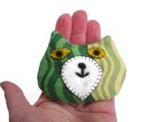 Cat Head Rice Heat Cold Pack Microwavable for Hand Pocket or Kids Boo Boos and Ouchies Light Green and Dark Green Zig Zag