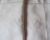 Antique French Handmade Fine Linen Pillowcases Shams Monogram R Handmade Jours Ladderwork