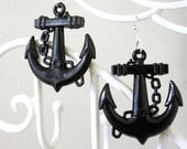 Anchor Earrings Nautical Rockabilly Pin Up Earrings Black