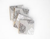 Coasters Grey White Leaves Taupe Metallic Autumn Winter Ceramic Coasters, set of 4 - Tilissimo