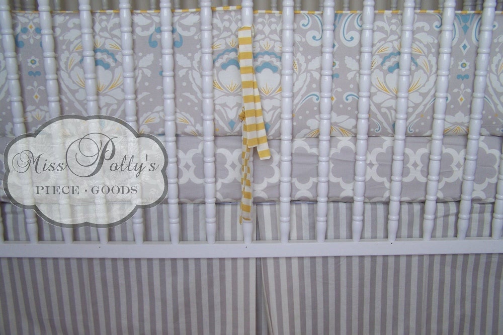 Crib Bedding- Design Your Own Crib Set- Taza in Gray