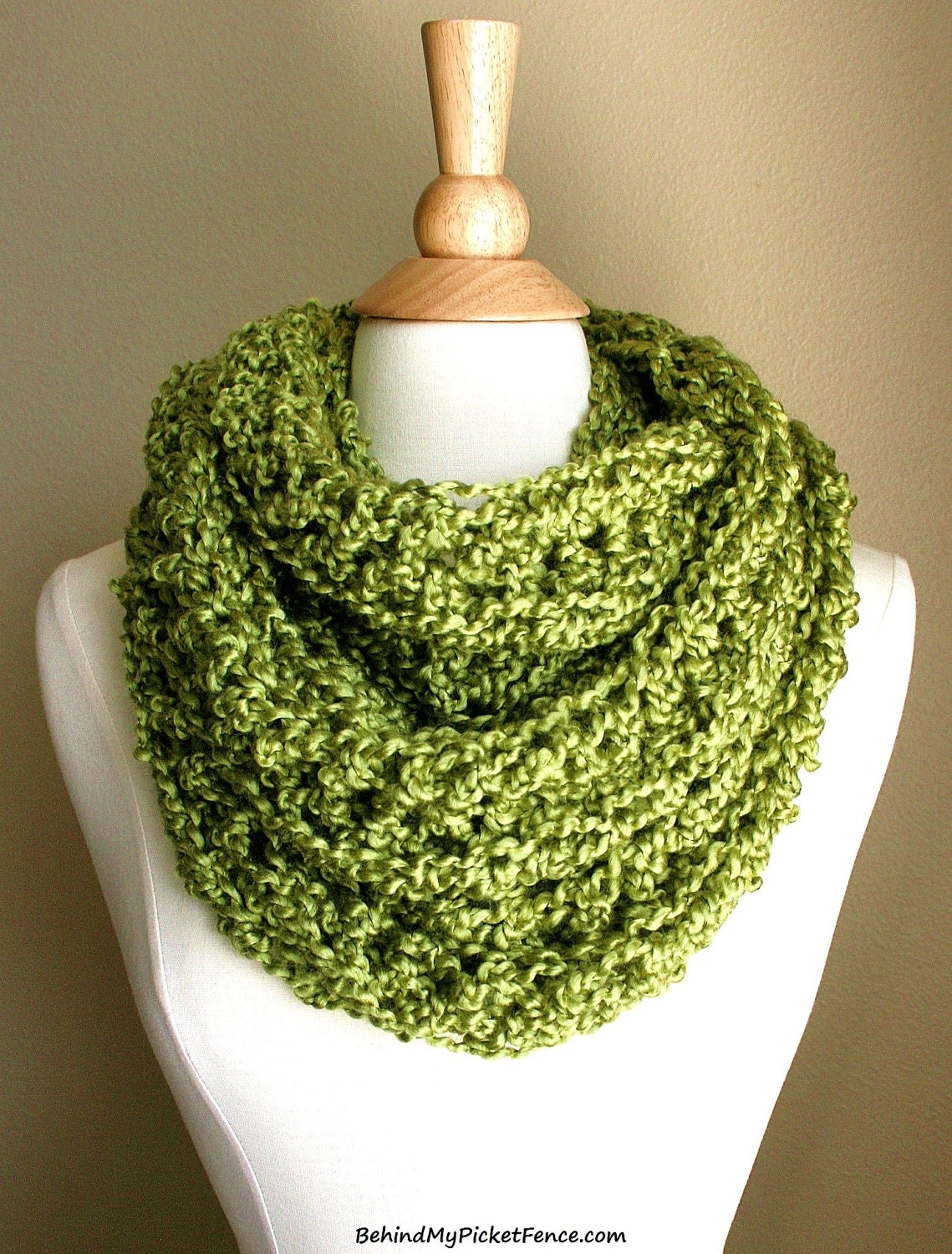 Sale -  BEACHCOMBER INFINITY SCARF  - Warm, soft & stylish scarf rich in texture - Apple Green
