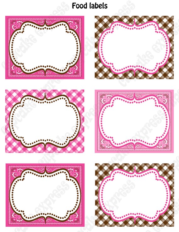 INSTANT DOWNLOAD diy Cowgirl Birthday Party PRINTABLE Food Labels pink brown hot pink horse boots Display cards Il_570xn